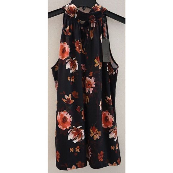 Belldini BK210548 Women Sz XS Black Combo Floral Print Reversible Halter Top $78 - Picture 1 of 13